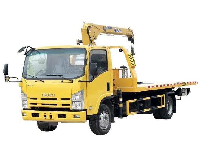 China High Quality ISUZU 700P Flatbed Tow Truck With Crane